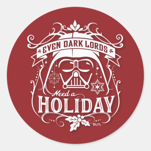 Darth Vader Even Dark Lords Need A Holiday Classic Round Sticker