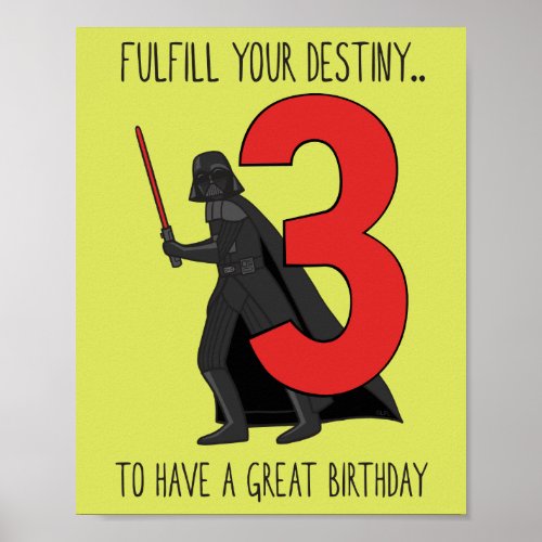 Darth Vader _ Happy Third Birthday Poster