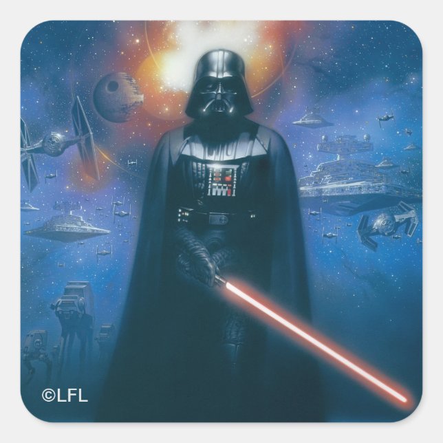 Darth Vader Imperial Forces Illustration Square Sticker (Front)