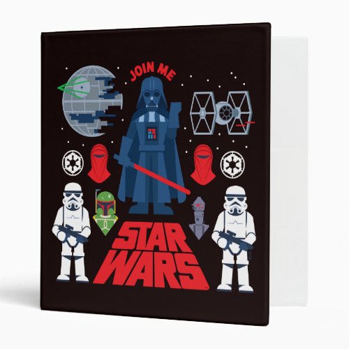 Darth Vader Join Me Cartoon Illustration 3 Ring Binder