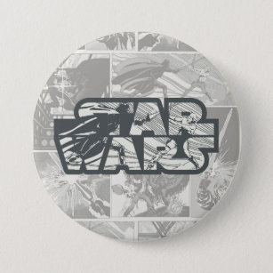 Darth Vader & Luke Skywalker Battle Star Wars Logo Button