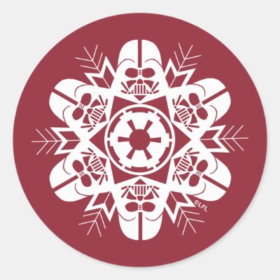 Darth Vader Snowflake Design Classic Round Sticker