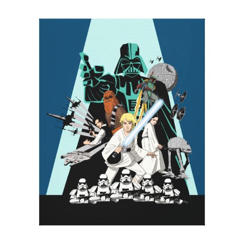 Darth Vader Vs Rebels Cartoon Illustration Canvas Print