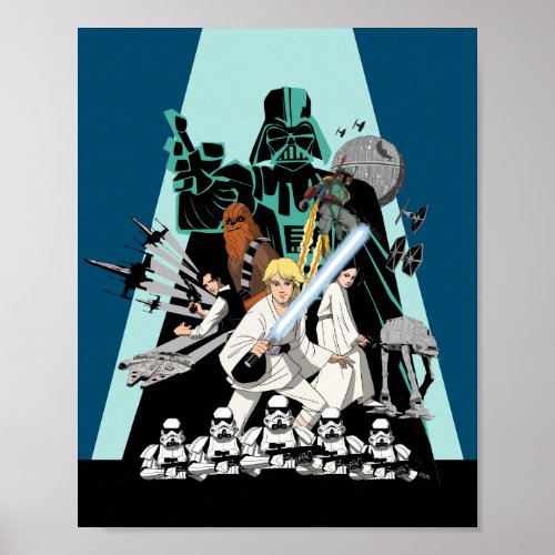 Darth Vader Vs Rebels Cartoon Illustration Poster