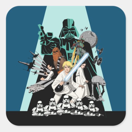 Darth Vader Vs Rebels Cartoon Illustration Square Sticker