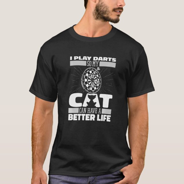 Darting Cat  Arrow Dartboard Darts T-Shirt (Front)