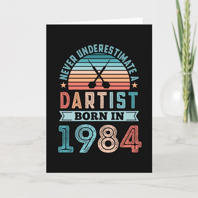 Dartist born 1984 Darts 40th Birthday Retro Gift Card (Front)