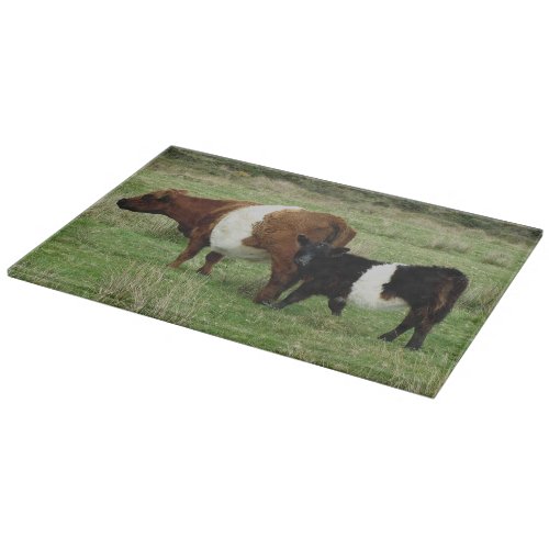 Dartmoor Belted Galloway Cow And Calf Cutting Board