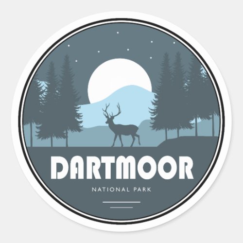 Dartmoor National Park Deer Classic Round Sticker