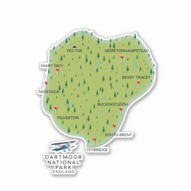 Dartmoor national park England Map Sticker (Front)
