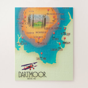 Dartmoor National Park Map Travel poster Jigsaw Puzzle
