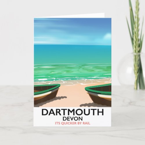 Dartmouth Devon beach poster Holiday Card