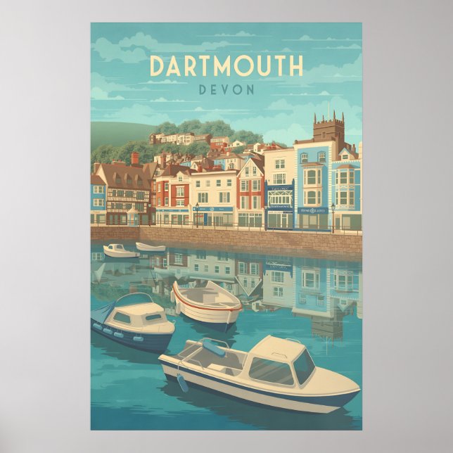 Dartmouth Devon Seaside Travel Poster (Front)