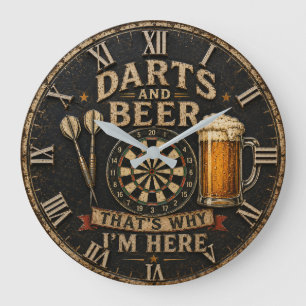 Darts and Beer Large Clock