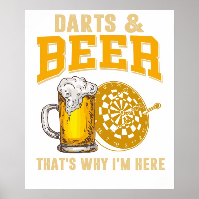 Darts Beer Funny T-Shirt for Dart Player Poster (Front)