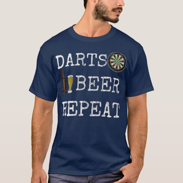 Darts Beer Repeat Cricket Dart 501 Beer Retro T-Shirt (Front)