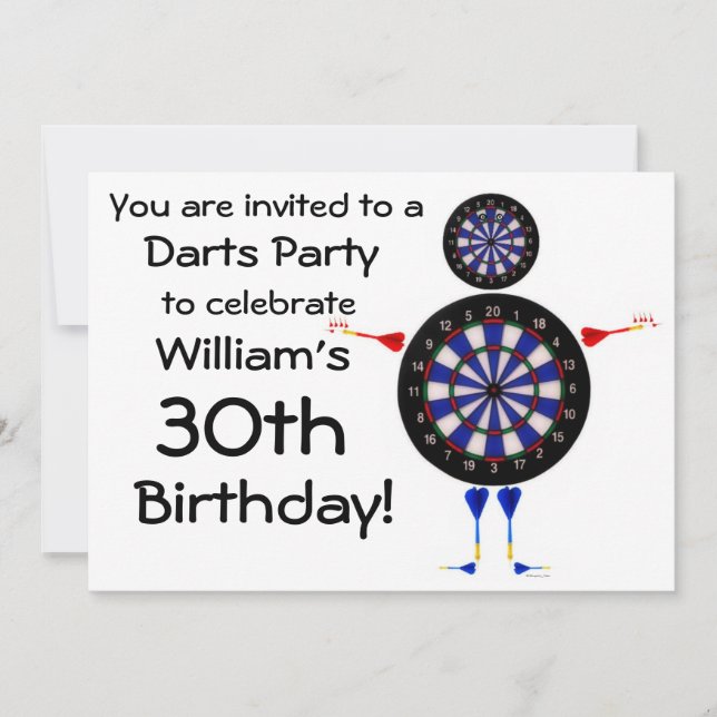 Darts Birthday Party Invitation (Front)