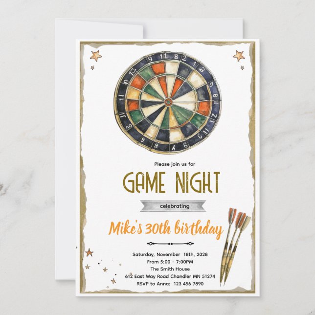 Darts Birthday party Invitation (Front)
