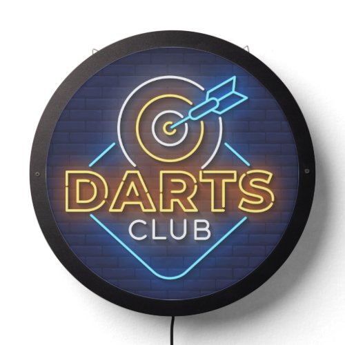 Darts Club Neon Sign Look  Yellow And Blue