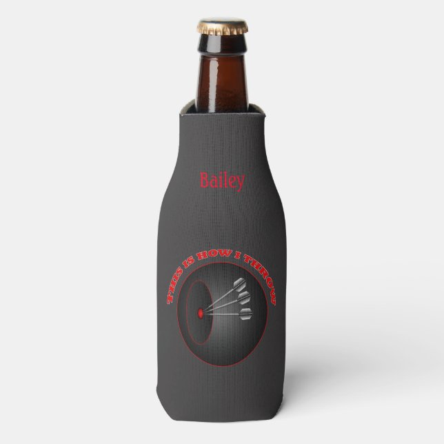 Darts Dart Player How I Throw Personalized Bottle Cooler (Bottle Front)