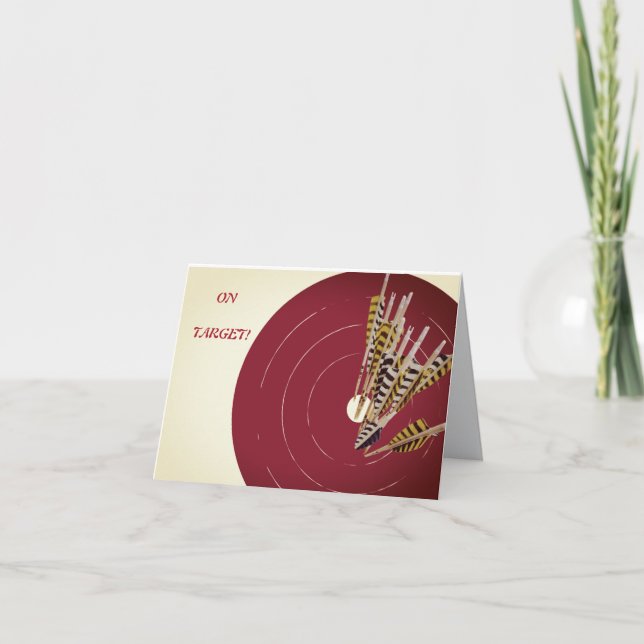 DARTS DARTBOARD ON TARGET BIRTHDAY PERSONALIZE THANK YOU CARD (Front)