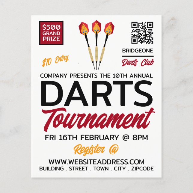 Darts Design, Darts Tournament Advertising Flyer (Front)