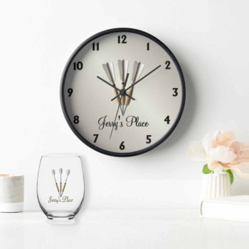 Darts Design Texted Clock by kahmier at Zazzle