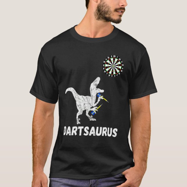 Darts Dinosaur Board Game Darts Player T-Shirt (Front)