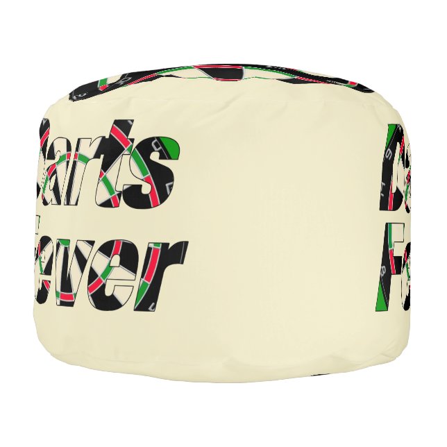 Darts Fever Ripped Dartboard Design Pouf (Left)