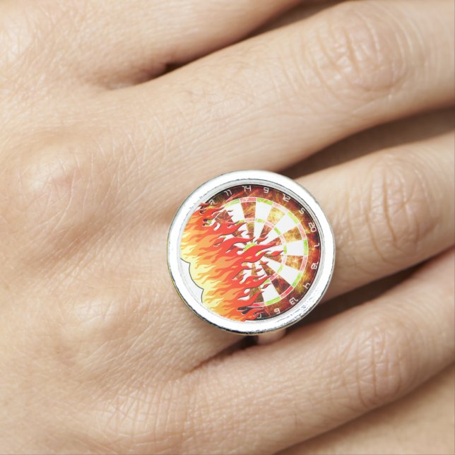 Darts, fire in the game on the dart board ring (In Situ)