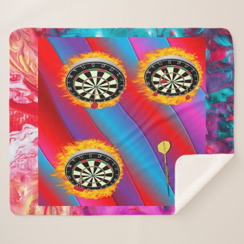 Darts Fire Ring red blue Sherpa Blanket