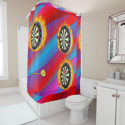 Darts Fire Ring red blue Shower Curtain