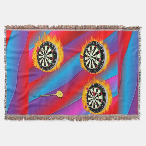 Darts Fire Ring red blue Throw Blanket