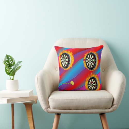 Darts Fire Ring red blue Throw Pillow