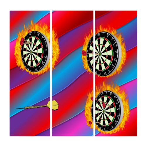 Darts Fire Ring red blue Triptych