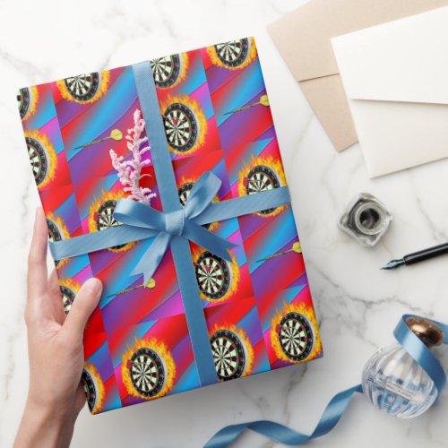 Darts Fire Ring red blue Wrapping Paper