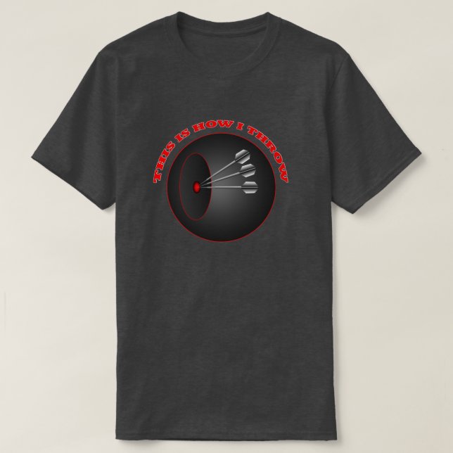 Darts How i Throw Mens Basic Charcoal T-shirt (Design Front)