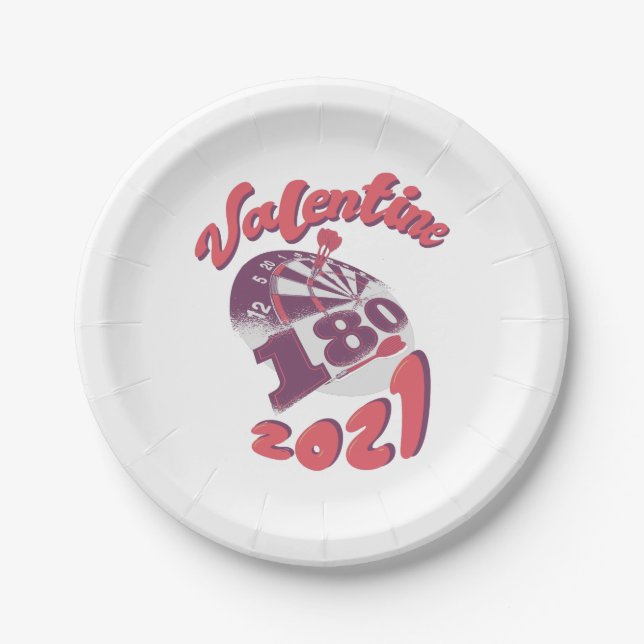 Darts is my Valentine 2021 Paper Plates (Front)