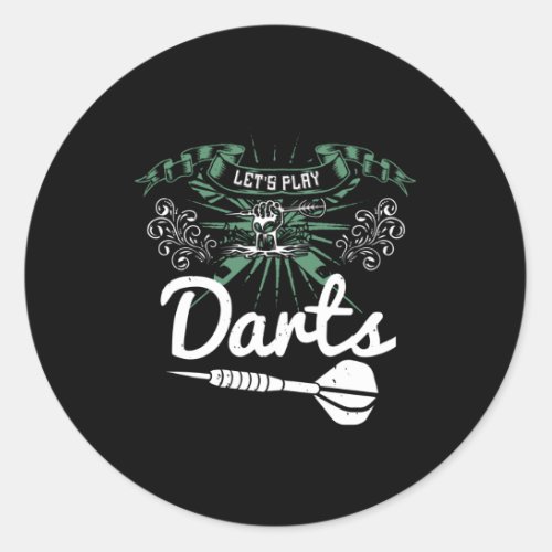 Darts _ Lets Play Darts Classic Round Sticker