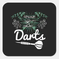 Darts - Let's Darts Square Sticker | Zazzle