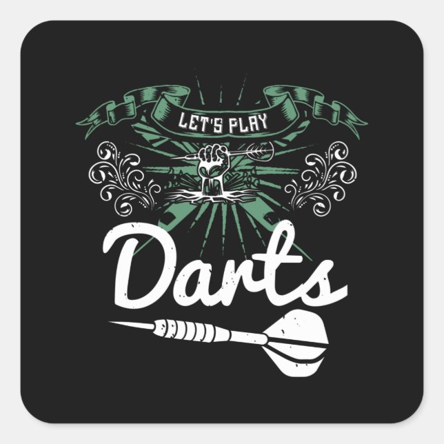 Darts - Let's Play Darts Square Sticker (Front)