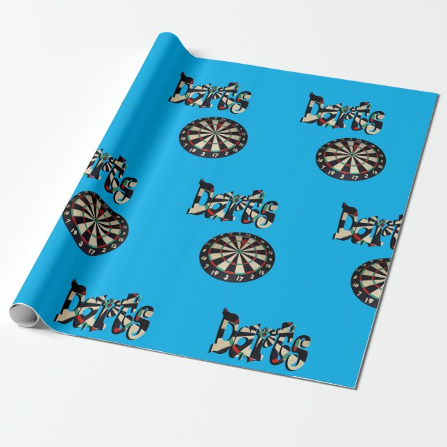 Darts Logo And Dartboard, Wrapping Paper (Unrolled)