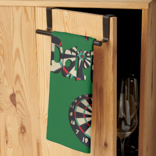 Darts Logo With Dartboard, Kitchen Towel