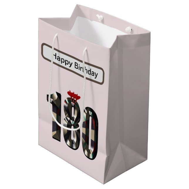 Darts Perfect Score 180, Birthday Medium Gift Bag (Front Angled)