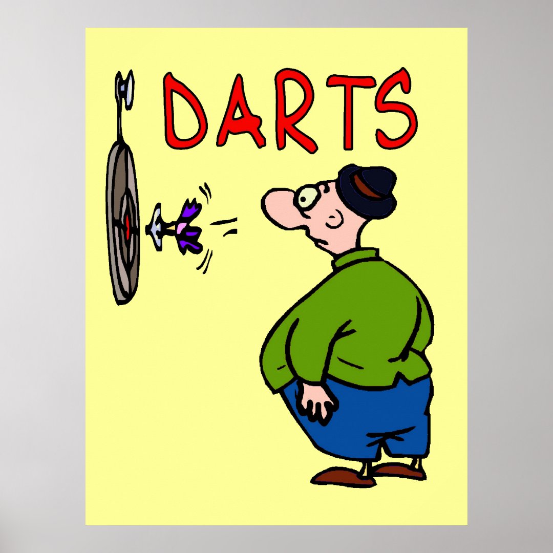 Darts Player Cartoon Poster | Zazzle