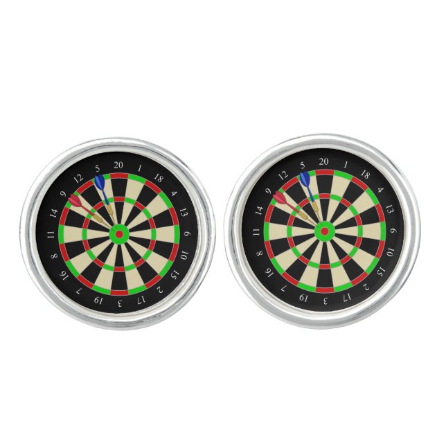 Darts Player Dartboard Bullseye Wedding Cufflinks (Front)