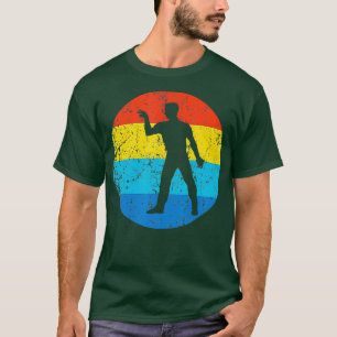 Darts Player Silhouette Retro 1970s Style Circle T-Shirt