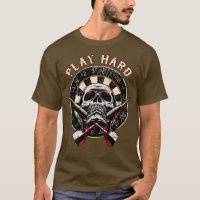 Darts-Shirt Play Hard Skull Arrow dartboard