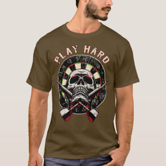Darts-Shirt Play Hard Skull Arrow dartboard T-Shirt