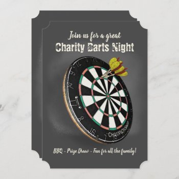 Darts Team Event Dartboard And Chalkboard Invitation by Specialeetees at Zazzle